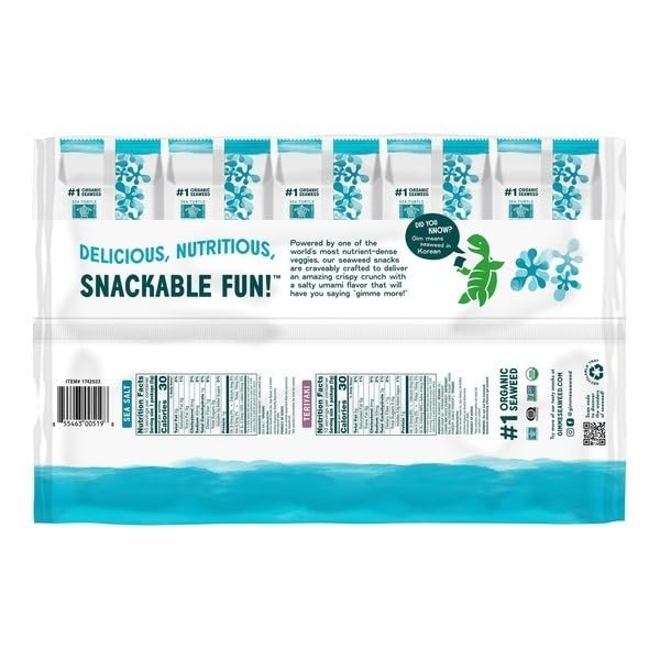Organic Seaweed Variety Pack , Our original seaweed snack is made from premium organic seaweed, roasted to crispy perfection & seasoned with one of 2 savory flavors; Sea Salt & Teriyaki Flavors: 10 Teriyaki or 10 Sea Salt. [ 20-count × 0.17 oz ] Total 3.4 oz image 4