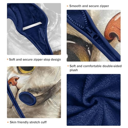 Cute Kitty Girls Fleece Jacket Girls Fall Jacket Girls Zip Up Hoodie Girls Sherpa Jacket 2-10T3