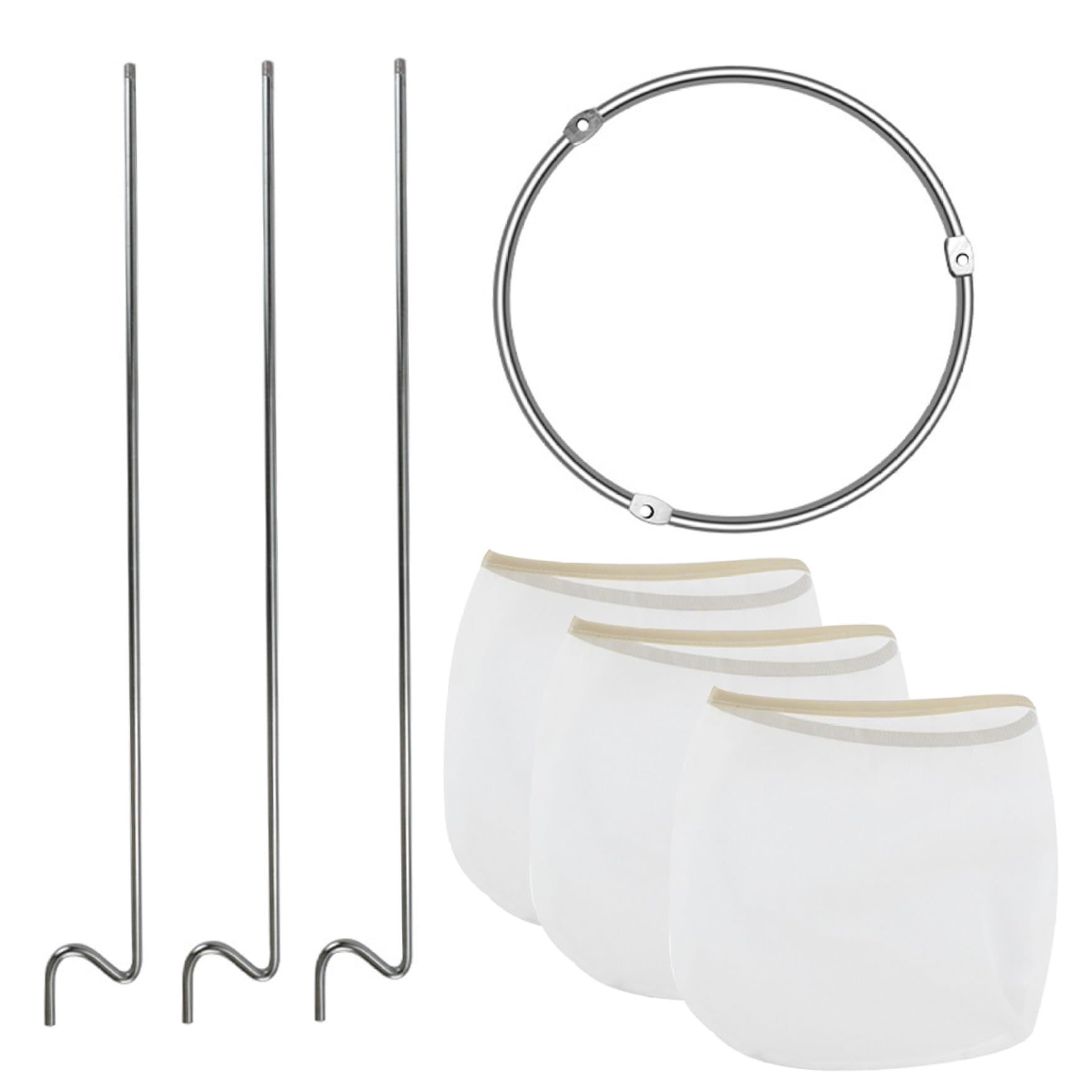 Fkngcp 1 Set Jelly Strainer Set Nylon Jelly Bags For Straining With Stainless Steel Holder Detachable Washable Bag Strainer For Juice, Soy Milk & More