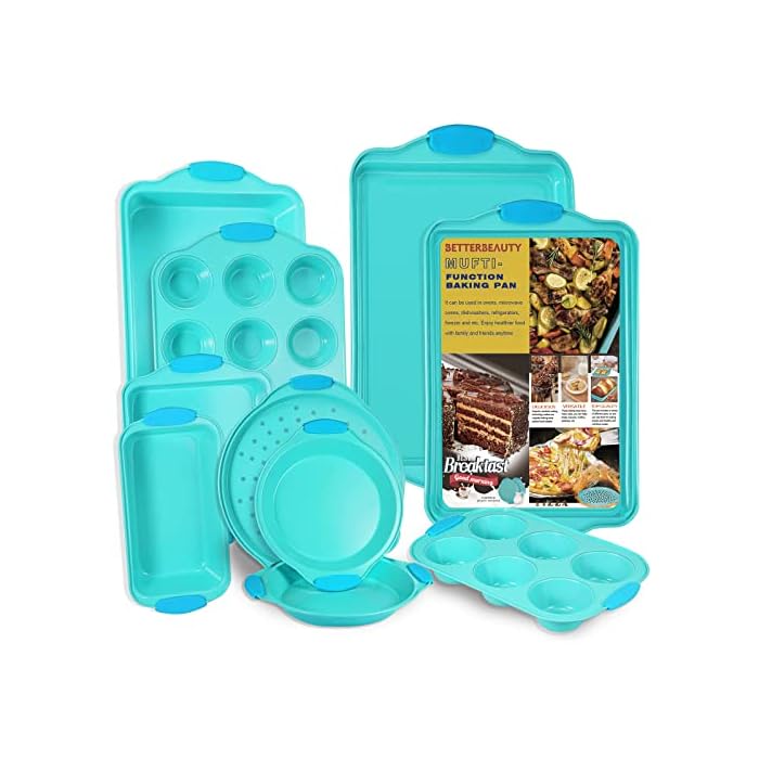 Buy 10Piece Nonstick Bakeware Set with Blue Silicone Handles with
