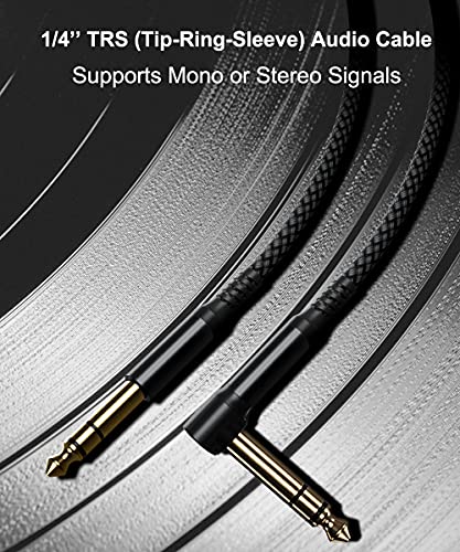 Elebase 1/4 Inch TRS Instrument Cable 3M 2-Pack,Right-Angled Balanced 6.35mm Male Jack Stereo Audio Cord,Quarter 90 Degree 6.35 Lead Line for Electric Guitar,Bass,Keyboard,Mixer,Amp,Amplifier,Speaker - Image 4