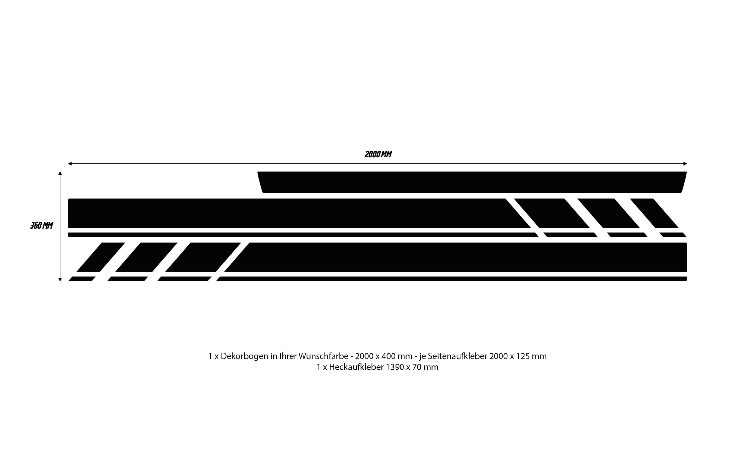 BellaFolia Zijstrepen sticker editie geschikt voor VW T4, T5, T6 en T6.1, kleur naar keuze, Multivan, Bulli - zijsticker 10008.07S
