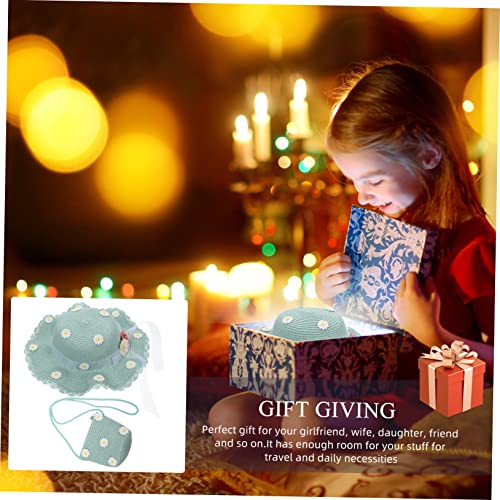 Homoyoyo 1set Breathable Straw Hat and Handbag for Girls Adorable Brim Design for and Family Outings4