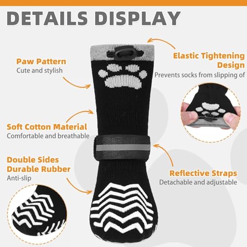 Kooltail BJSJ084_BLKL Non-Slip Dog Socks For Hot Pavement To Prevent Licking Paws,Dog Grippy Boots&Paw Protector thumb #1