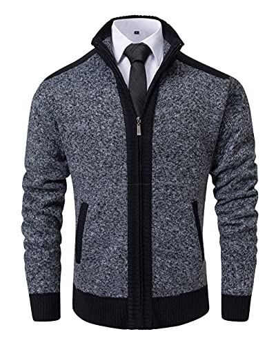 Image of Vcansion Men's Classic Cardigan Sweaters Stand Collar Slim Fit Casual Knitted Sweater