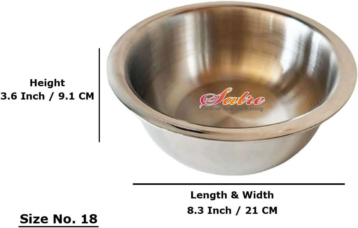 Satre Online and Marketing Stainless Steel Triply Tope, Cookware Tope, Kadhai, Induction Base, Fry Pan (Size No. 18)