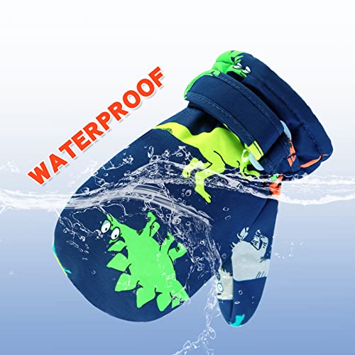 Image of BAVST Toddler Waterproof Mittens Fleece Lined Baby Boys Girls Winter Warm Glove Kids Snow Infant Ski Mitten for 3M-5T