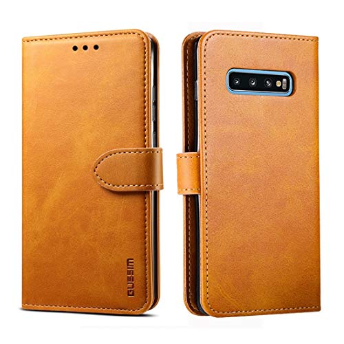 tanxinxing For Samsung Galaxy S10E Gussim Estilo de Negocios de Estilo Horizontal Funda de Cuero con Soporte y tragamonedas de Tarjetas (Color : Khaki) Cover