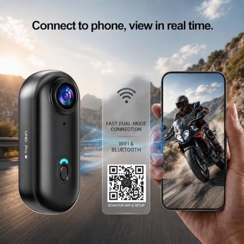 Image of JETO 4K Mini Body Camera 32GB, EIS Motorcycle POV Camera, 150 Wide Angle, WiFi App Live View, Magnetic Clip-On Action Cam, 100FT Waterproof Case
