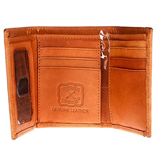 Men's Floral Trifold Wallet with Tan Brown3