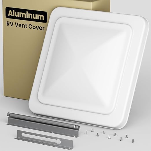 Aluminum RV Vent Cover Replacement 14''x14''- Fit for Trailers, Camper, Motorhome Roof Vent- White Skylight Lid Replacement Accessories (1 Pack)