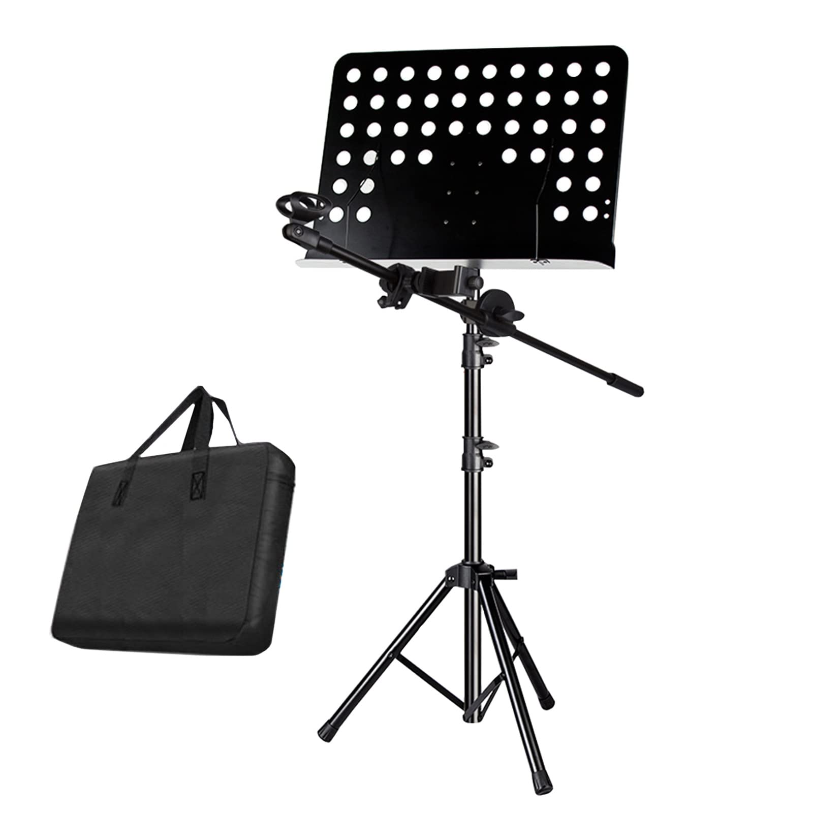 HJXGQJM Atril for Partitura Plegable Portátil Musica Metalico Soporte De Ajustables, con Clip for Teléfono, Soporte for Micrófono, con Bolsa De Transporte, Aplicado A La Transmisión En Vivo