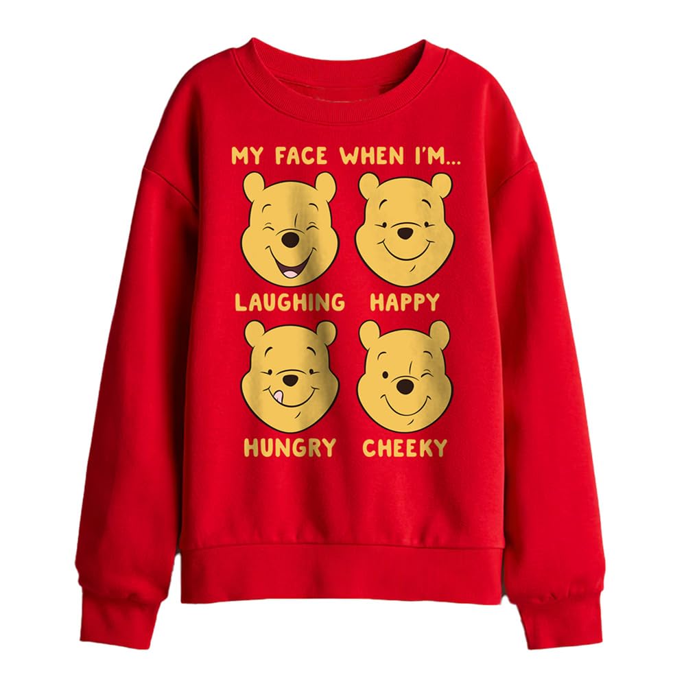 Disney Winnie The Pooh Faces Kids Sweatshirt, Red, 5-6