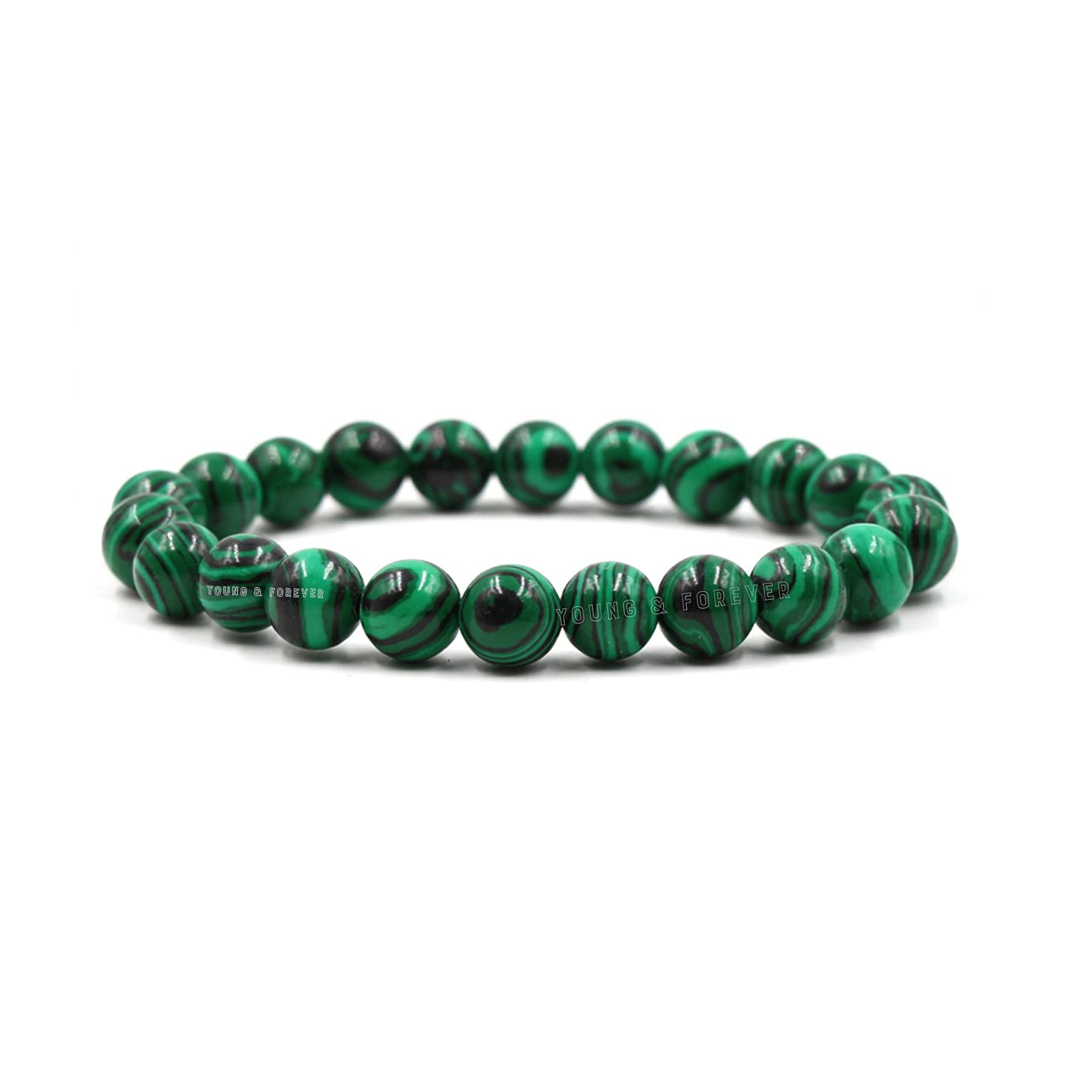 Young & Forever Gift Certified Reiki Crystal Semi Precious Gemstone Synthetic Malachite Bracelet for Healing Natural Stone Stretch Bracelet for Men and Women (B09CNNMBRB) Amazon Price History, Amazon Price Tracker