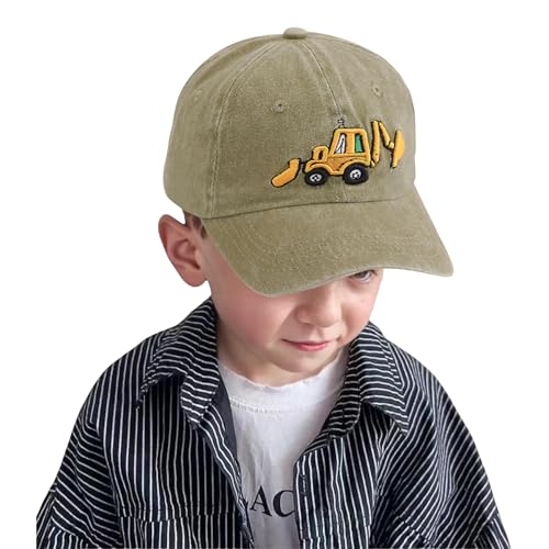 Suillty Kids Embroidery Excavator Baseball Caps Adjustable Casual Hats Summer Outdoor Travel Hat for Boys Girls