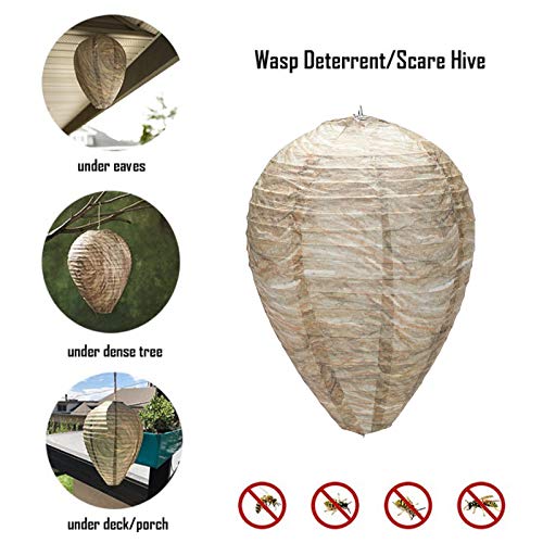 Wesp Nest Decoy, 4 stks opknoping nep wesp nest natuurlijke nep wesp nest afstotend waterdicht veilig nep val papier lokel effectieve afschrikking bijen horzels nep nest voor thuis en tuin buitenshuis (papier) - Image 4