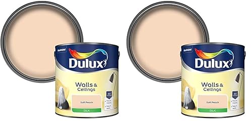 Dulux Silk Emulsion Paint For Walls And Ceilings - Soft Peach 2.5 Litres (Pack of 2)