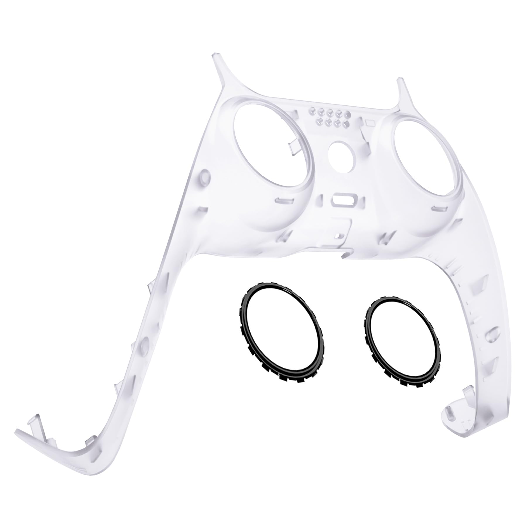 eXtremeRate Clear Decorative Trim Shell Compatible with p s 5 Controller, DIY Replacement Clip Shell, Custom Plates Cover Compatible with p s 5 Controller with Accent Rings