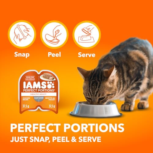 IAMS Perfect PORTIONS Healthy Adult Wet Cat Food Cuts in Gravy - Chicken and Tuna, 12CT Multipack, 75g Tray image 5