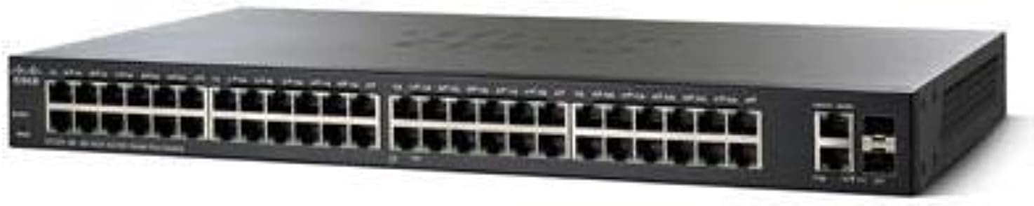 Cisco Remanufactured SF220-48 Smart Switch with 48 10/100 Fast Ethernet Ports Plus 2 Gigabit Ethernet (GbE) uplinks, Cisco Small Business Product Limited Hardware Warranty (SF220-48-K9-NA-RF)