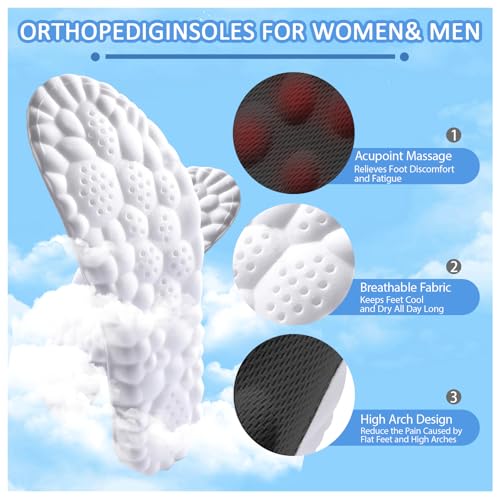 4D Cloud Insoles for Men and Women Memory Foam Cloud Insoles Super Soft Anti-Fatigue, Shock Absorption, Relieve Foot Pain, (Black, Men: US 7-11)2