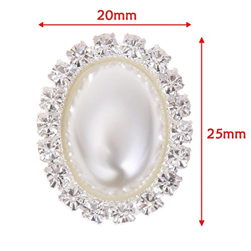 UEB 10pcs Bottoni di Perla con Strass Decorazione