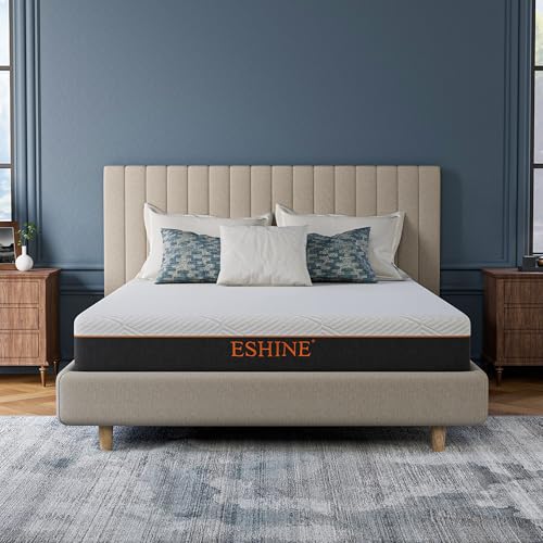 ESHINE Queen 10 INCH Memory Foam Mattress in a Box - Gel Memory Foam Mattresses for Back Pain and Pressure Relief, Green Tea Foam with Flame-Retardant Cover for Comfort Sleep, CertiPUR-US Certified