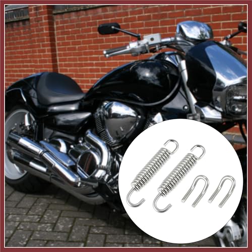 Image of 1 Set 31mm 1.22 inch Motorcycle Exhaust Pipe Spring with U Shape Hooks Stainless Steel Silver Tone Replace Parts