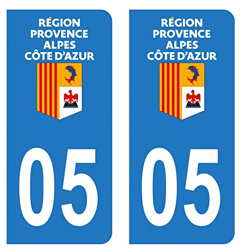 HADEXIA Autocollant Stickers Plaque immatriculation Voiture Auto département 05 Hautes-Alpes Logo Région Provence PACA