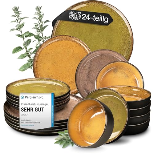 Moritz & Moritz VIDA Geschirrset 6 Personen Vintage 24-tlg. - Modernes...