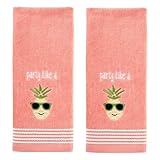 SKL HOME by Saturday Knight Ltd. Party Pineapple 2 Pc Hand Towel Set, Coral Pink