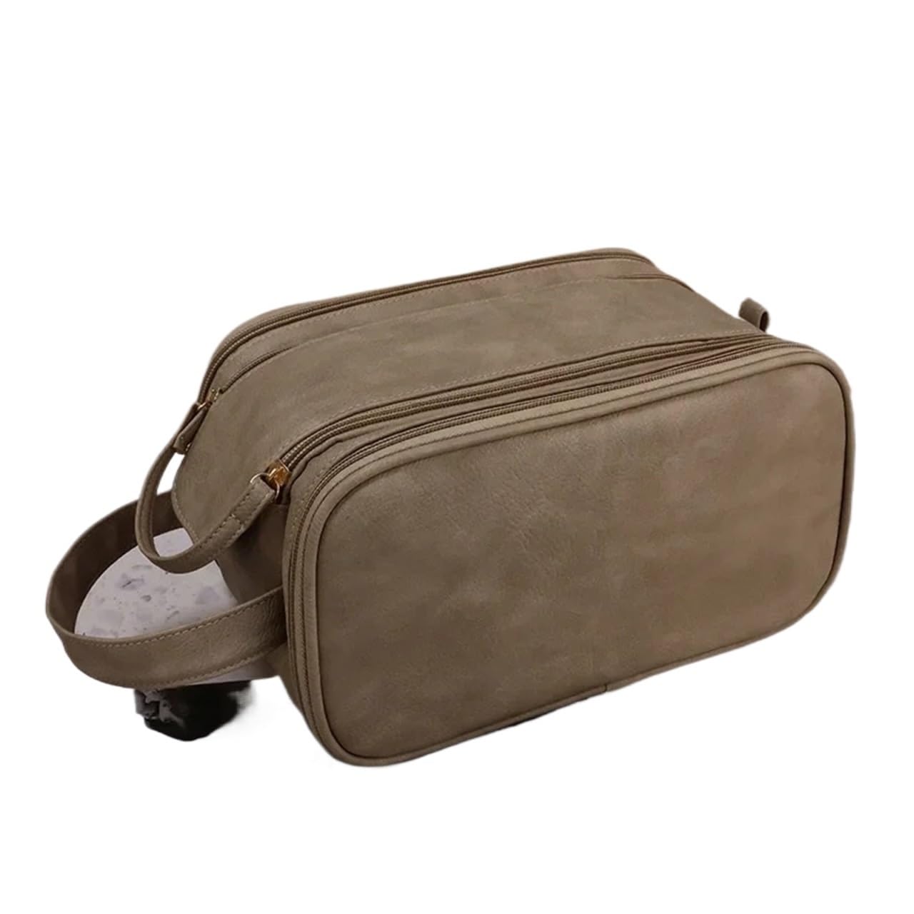 Reisetasche für Toilettenartikel Wasserdichte PU-Multifunktions-Kosmetiktasche, große Kapazität, tragbare Reise-Make-up-Tasche, Herren-Business, tragbare Kulturbeutel-Aufbewahrungstasche(Chocolate)