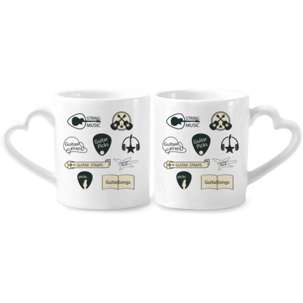 cold master DIY lab Headset Guitar Music Instrument Pattern Couple Mugs Ceramic Lover Cups Heart Handle 12oz Gift