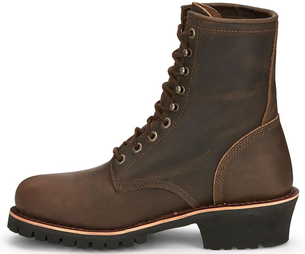 Chippewa Mens Classic 2.0 Logger 8 Inch Electrical Steel Toe Work Safety Shoes Casual - Brown - Size 11 D