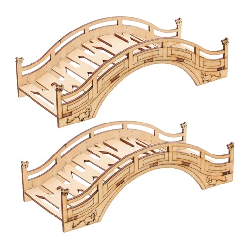 ORFOFE 2個 ハムスターのおもちゃ hamster toys ハムスターハウスのはしごを登る 野生動物用の池のはしご はしご橋を登る 装飾的なネズミのはしご 興味深いチンチラのはしご 木製