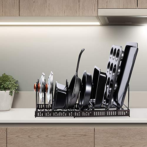 image for Focus Line Pot Organizer Rack for Cabinet, Expandable Pan and Lid Rack