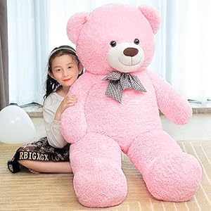 SNOWOLF Grand Ours en Peluche géant de 145 cm pour Enfants, Petite Amie (Rose) 518wYIiDjbL. SS300