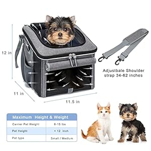   Dog-Bike-Basket-Soft-Sided-Dog-Bike-Carrier-with-4-Mesh-Windows-for-Small-Dog-Cat-Puppies-Grey