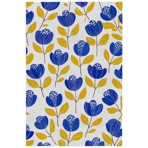 Tableau bleu et jaune 50x70 cm | Affiche de décoration moderne pour salon sans cadre