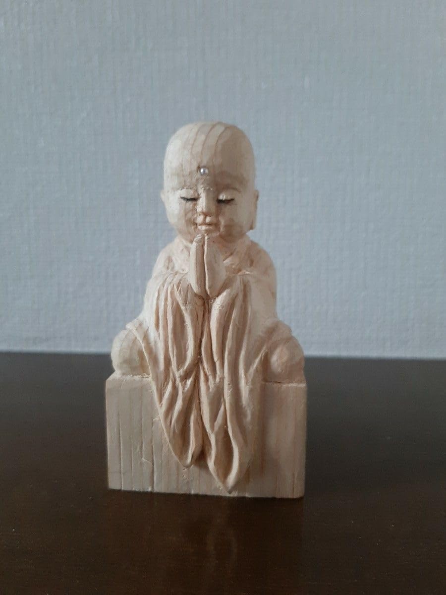 檜材精彫り穢迹金剛仏龕 リビング供養用無垢彫刻品 木彫り仏像 桧木【愛染明王】坐2.5寸 総高25.5cm : 海宇工芸館