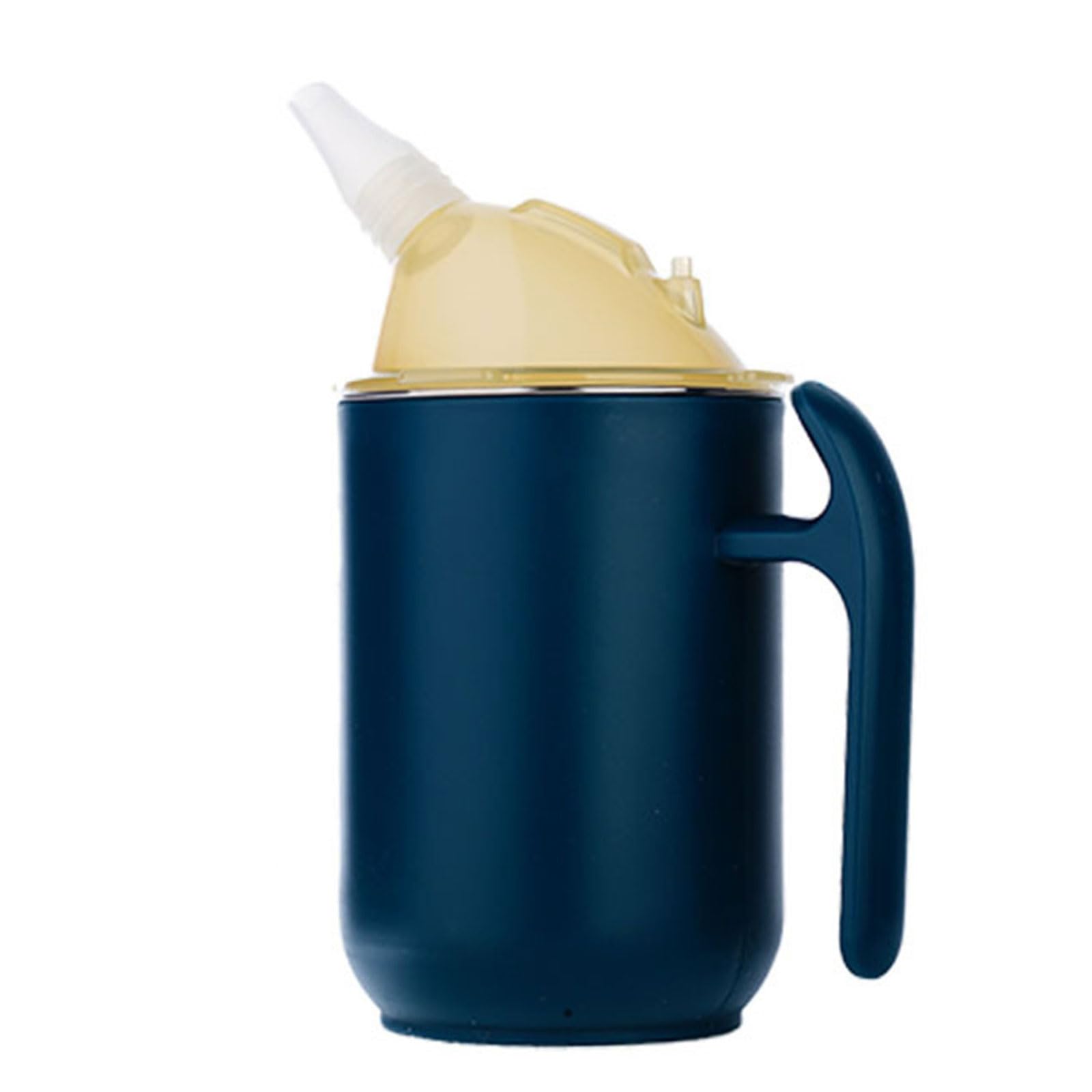 COOLHOOD Drinking Cup 400ml Spill Proof Straw Cup with Handle and Lid for Elderly Kids Bedridden Users 304 Steel Designs Spill Proof Drinking for Elderly and Disabled Adults