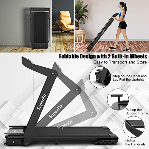 Image of GYMAX Folding Treadmill, 4HP Running Machine with LED Touch Screen, Smart APP Connection, Free Installation Fitness Workout Treadmill for Home Gym