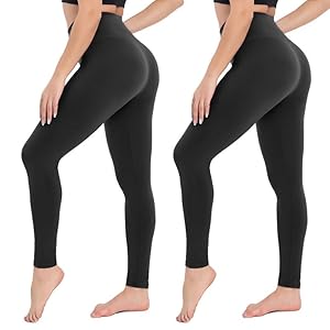 CAMPSNAIL 2er Pack Leggings Damen Schwarz High Waist Sport Leggins Blickdicht Sporthose für Gym Yoga