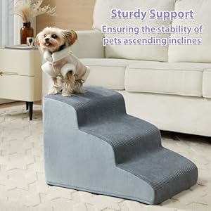   Dog-Stairs-for-Small-Dogs-2-Steps-Dog-Ramp-for-Couch-Pet-Stairs-with-Highly-Supportive-Foam-and-Non-Slip-Bottom-Dog-Steps-for-Cat-Doggie-High-118-Inch