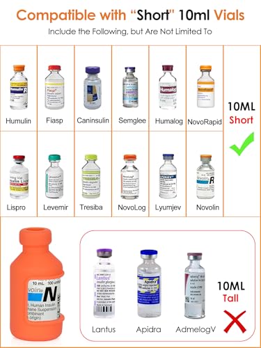 Image of YOUSHARES Insulin Vial Cover Insulin Bottle Protector - Silicone Protective Case for 10ml Short Insulin Vials, Durable Vial Case, Soft and Flexible Diabetes Vial Care