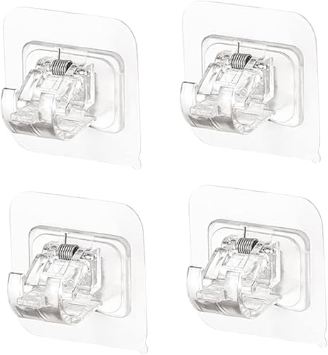 Miniatura 1 de WOONEKY 4 soportes de toalla de perforación abrazaderas de plástico ganchos de pared para baño soportes de poste soporte de fijación autoherraje