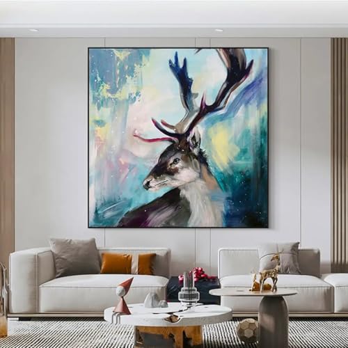 Décoration de salon moderne avec tableau de cerf abstrait sur toile - 3