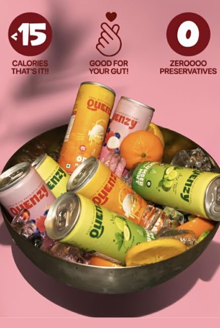 Image of Quenzy Prebiotic Soda Variety Pack - Mixed Flavours (Pack of 6 x 250ml) | 5g Prebiotic Fibre for Gut Health | Low Calorie Soda (<15 kcal) | No Added Sugar | Zero Preservatives | Healthy Sparkling Drink