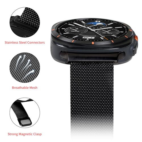 Compatible With Samsung Galaxy Watch Ultra 47MM (2024) Bands For Women Men Magnetic Stainless Steel Straps.