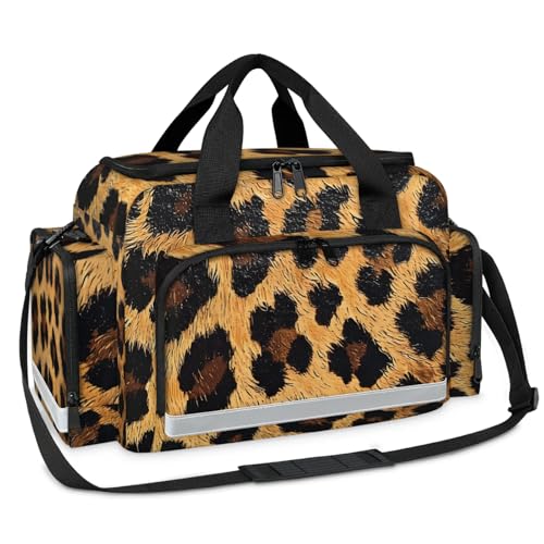 GzLeyigou First Aid Bags Empty, Soft Leopard Print Emergency Bag First Aid Kit Multiple Compartment Kit Carrier On Call Trauma Bag For Paramedics Emergency Medical Supplies Kit